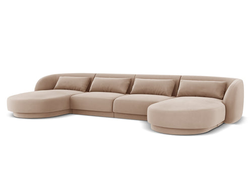 Cosmopolitan Design Panoramische bank Tulum 5-zits, flueel, beige - 156x330x70cm