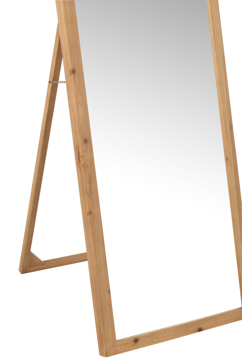 J-Line spiegel Met Voet - glas/sparhout - naturel - 162 x 52 cm