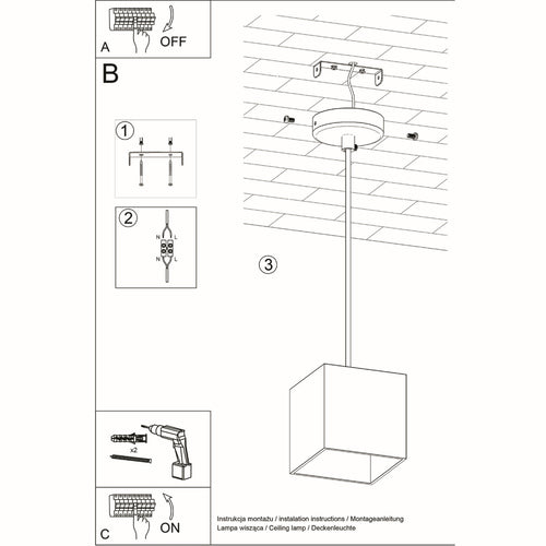 Sollux Lighting Hanglamp QUAD 1 wit - 10x10x110cm