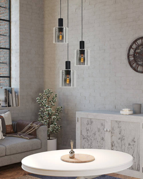 EGLO hanglamp Gorosiba - e27 - ø 41 cm - rookglas - zwart - vtwonen shop