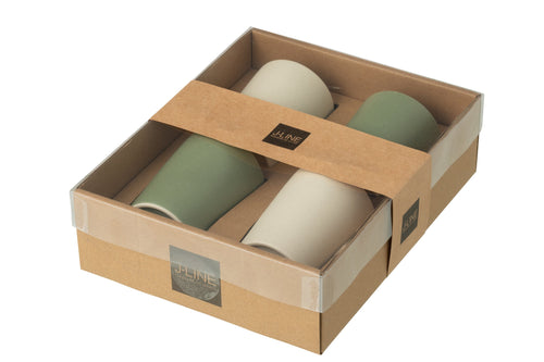J-Line mok - keramiek - groen/wit - doos van 4