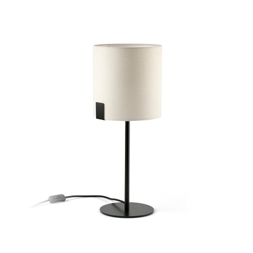 Faro NILA Tafellamp Met Ronde Kap Mat Zwart Met Off White Kap