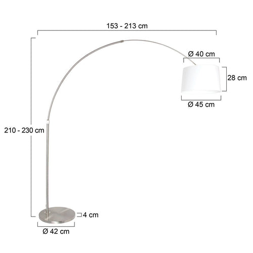 Steinhauer vloerlamp booglamp - 1 lichts - 190x 230 cm - mat chroom wit - vtwonen shop