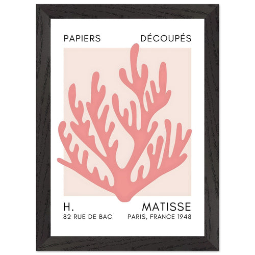 Artfulprints Poster met Lijst Matisse – Coral harmony taupe   - A4 21x29.7 cm - Taupe
