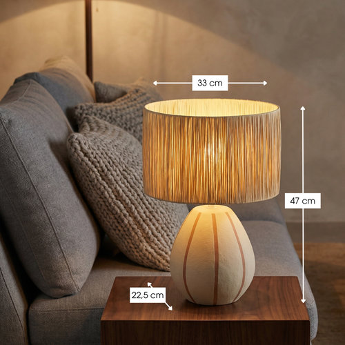 Mica Decorations Denton Tafellamp Woonkamer - Lamp Decoratief met Lampenkap - Bureaulamp Tafellampen Woonkamer - 33 x 22,5 x 47 cm - Keramiek, Metaal,