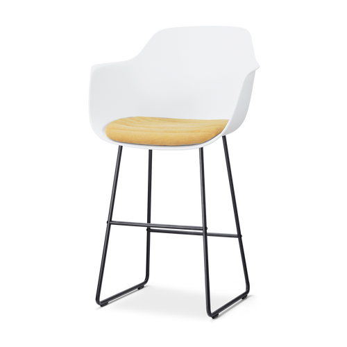 Nolon Nino-Liz barkruk wit met warm oker zitkussen - zwart onderstel - 75 cm