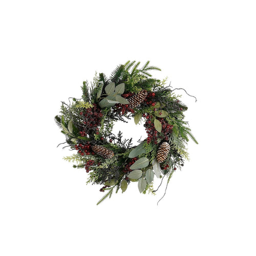 Mica Decorations Bodi Kerstkrans met Dennenappels - H11 x Ø40 cm - Bordeaux