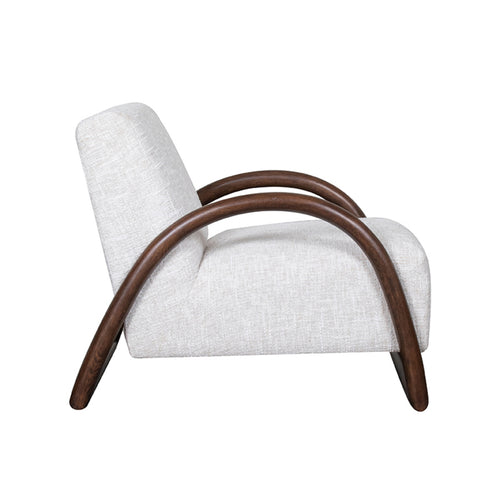 LABEL51 Fauteuil Viggo - Naturel/Walnoot Bouclé - 70x90x74cm