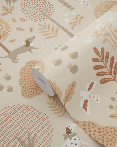 ESTAhome behang honden beige en terracotta roze - 53 cm x 10.05 m - 139711 - vtwonen shop