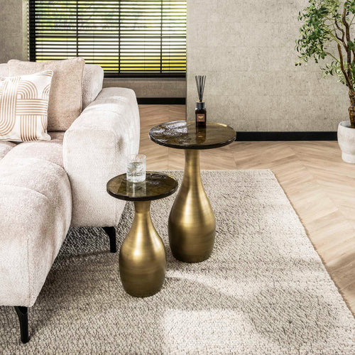 Giga Meubel Bijzettafel Eclipse - Goud Metaal/Glas - 30x30x45cm