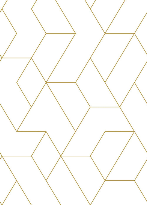 ESTAhome fotobehang grafische lijnen wit en goud - 200 x 279 cm - 158962