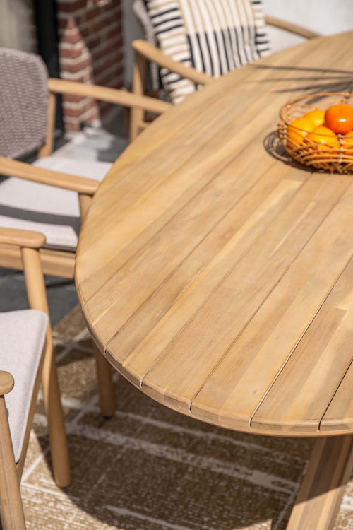 Urania tafel ovaal - 220x115 cm - acaciahout met white wash