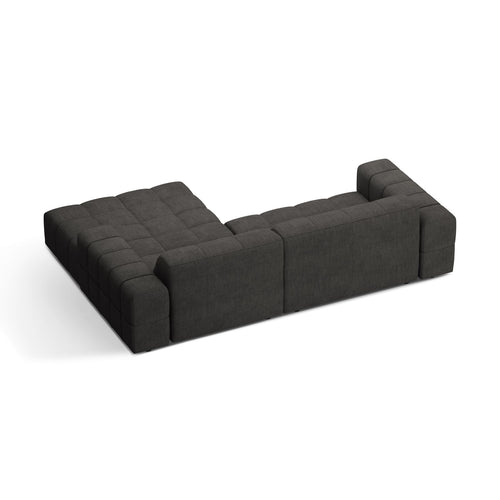 Cosmopolitan Design - Rechter hoekbank Chicago 3-zits, chenille donkergrijs - 167x234x78cm