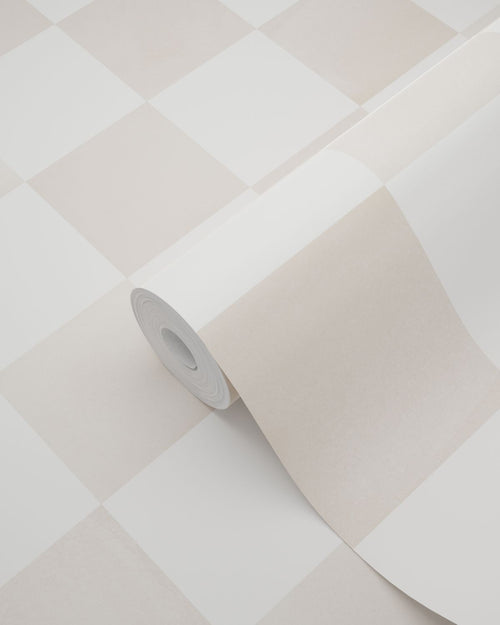 ESTAhome behang geblokt motief beige en wit - 53 cm x 10.05 m - 131291