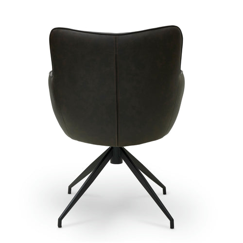 Furnhouse eetkamerstoelen armleuning Jessica - Donkerbruin - Kunstleer - Set van 6