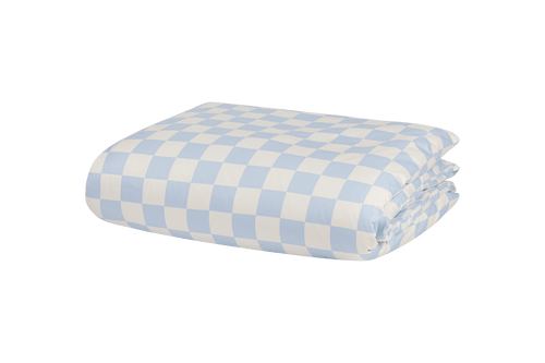 noo.ma Plu katoensatijn dekbedovertrek 300 TC - 140x200 cm, Baby Blue & Classic White