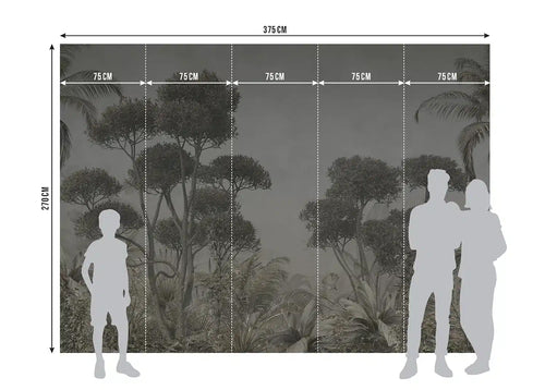 Sanders & Sanders fotobehang jungle-motief grijs - 375 x 270 cm - 601440