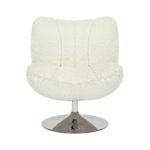 DÉJA Living Draaifauteuil Morten - Beige Fluffy/Chrome - 70x78x82cm - vtwonen shop