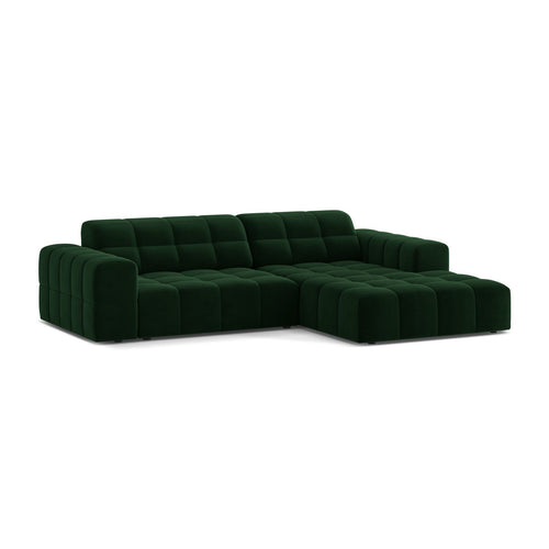 Cosmopolitan Design - Rechter hoekbank Chicago 3-zits, flueel flessengroen - 167x234x78cm