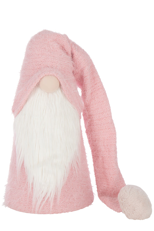 J-Line figuur Kerstman Winter - polyresin - roze/wit - large - vtwonen shop