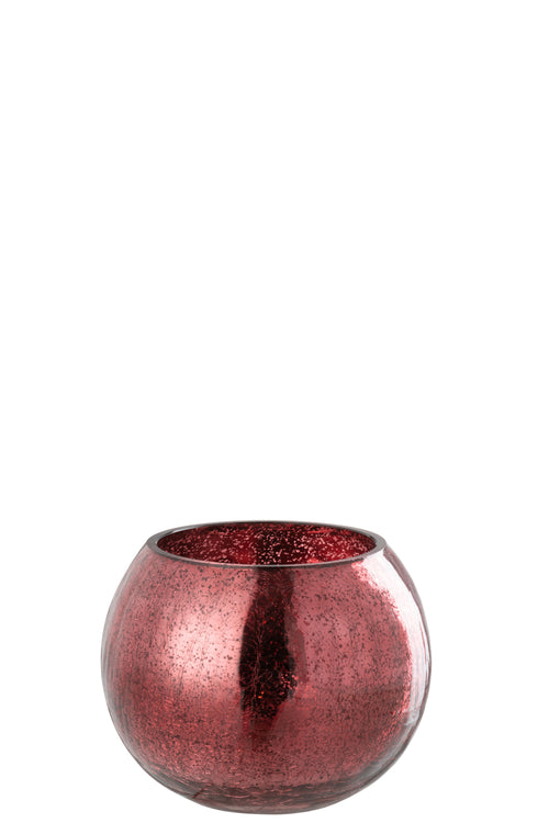 J-Line theelichthouder Bal Craquelé - glas - roze - medium