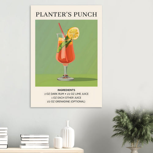 Artfulprints  Planter's Punch cocktail - Ingrediënten   poster 30x40 cm - vtwonen shop