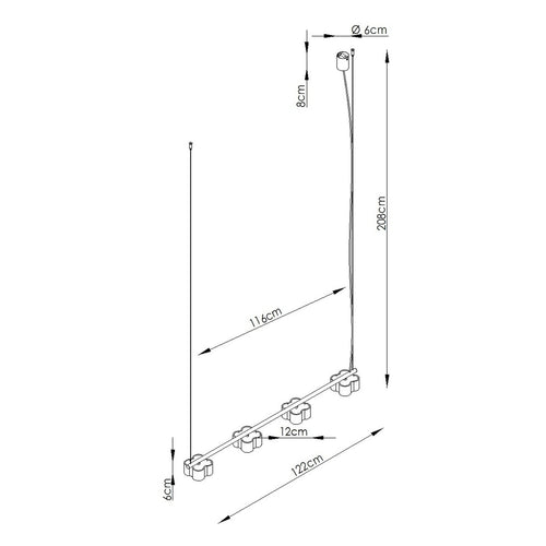 Sollux Lighting Kroonluchter OVIO 4 geel Gx53 - 122x12x208cm