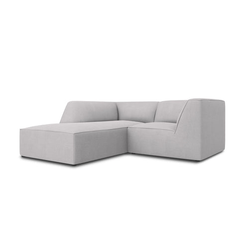 Cosmopolitan Design - Modulaire hoekbank links Siena 3-zits, structurele stof lichtgrijs - 180x186x69cm