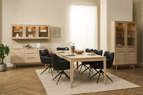 Furnhouse 3-deurs wandkast Kerteminde - Witte olie - MDF, Eikenfineer, Glas - 37x160x60