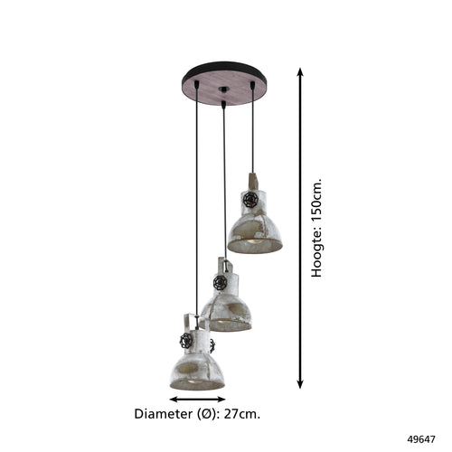 EGLO hanglamp Barnstaple - e27 - bruin-patina/black/oud-zink-look - vtwonen shop