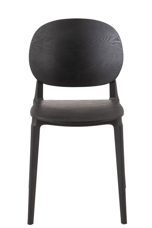 J-Line stoel Basic - kusntstof - zwart - 2 stuks