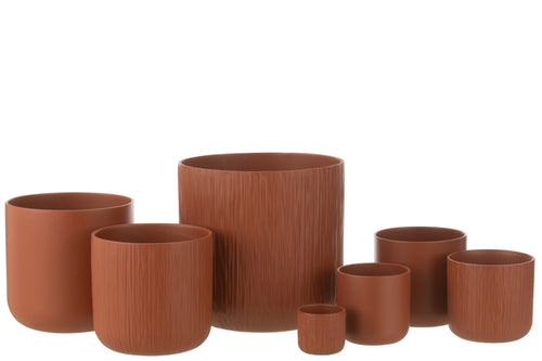 J-Line bloempot Gen - keramiek - bruin - XXL - 2 stuks - Ø 26.5 cm