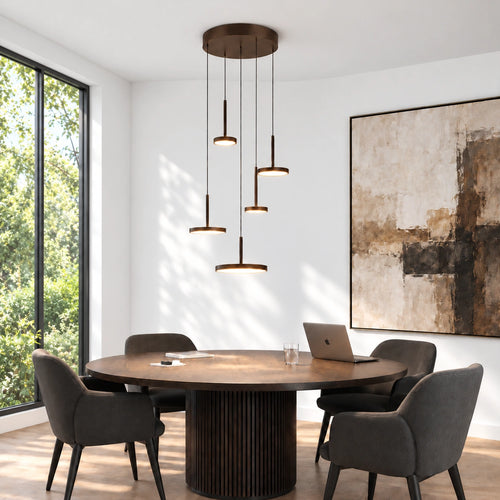 Highlight hanglamp Falcon - 5 lichts - 36  x  160   cm - bruin