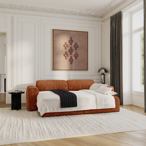 Sia Home - Slaapbank YUMA - gewaafd fluweel terracotta 240cm
