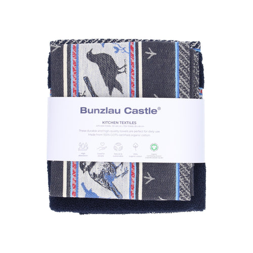 Luxe Keukendoek en Theedoek Vogel Donkerblauw - Bunzlau Castle - 100% biologisch GOTS katoen - vtwonen shop
