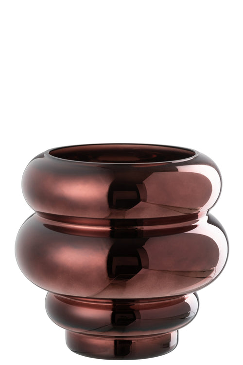 J-Line theelichthouder/vaas Cléa - glas - pruim - Ø 20 cm
