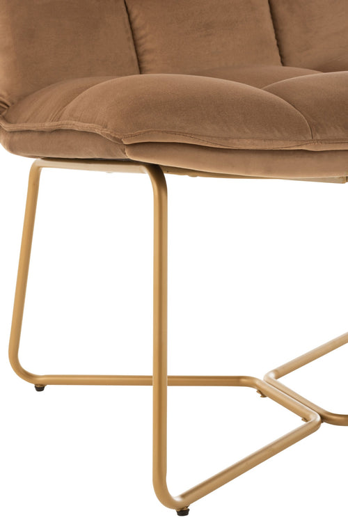 J-Line loungestoel Lisa - metaal/textiel - bruin - 2 stuks