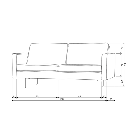 BePureHome 2,5-zits bank Rodeo - Velvet - Green Forest - 85x190x86 - vtwonen shop