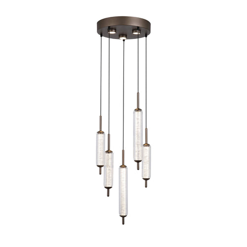 Searchlight led hanglamp - 8 lichts - 37  x 150   cm - brons transparant