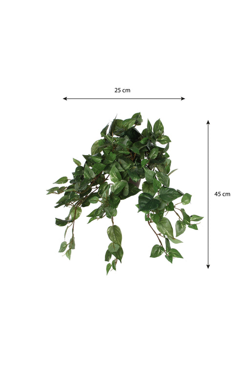 Mica Decorations Scindapsus Kunst Hangplant in Bloempot Stan - H45 x Ø25 cm - Groen