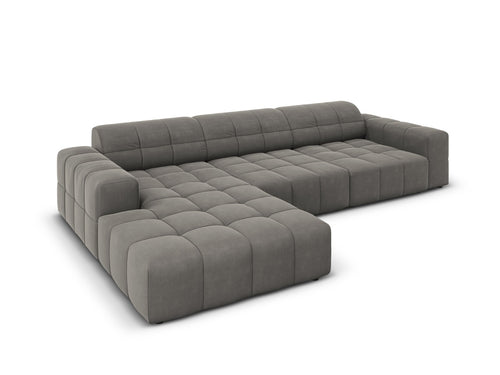 Cosmopolitan Design linker hoekbank Chicago 4-zits, flueel lichtgrijs - 167x294x78cm