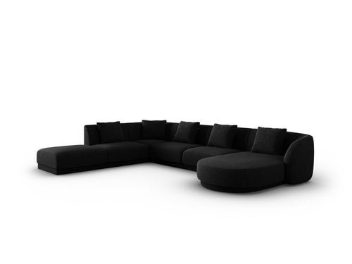 Cosmopolitan Design Panoramische hoekbank links Tulum 6-zits, chenille, zwart - 255x330x70cm