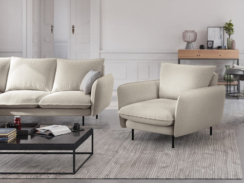 Cosmopolitan Design Fauteuil Vienna structurele stof, lichtbeige - 94x97x95cm