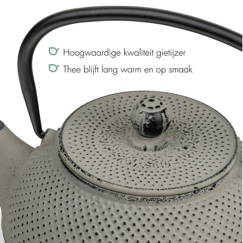 Bredemeijer - Gietijzeren theepot Jang - 0,8 liter - Betongrijs - Met filter - vtwonen shop