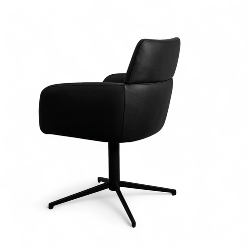 Furnhouse eetkamerstoelen armleuning Marco - Zwart - Leer - Set van 6