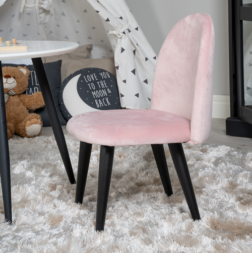 Nest living Britta velvet kinderstoel roze - met zwarte poten - vtwonen shop