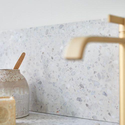 Tikamoon Badkamermeubel van massief teakhout en moon premium terrazzo 120 cm - Beige