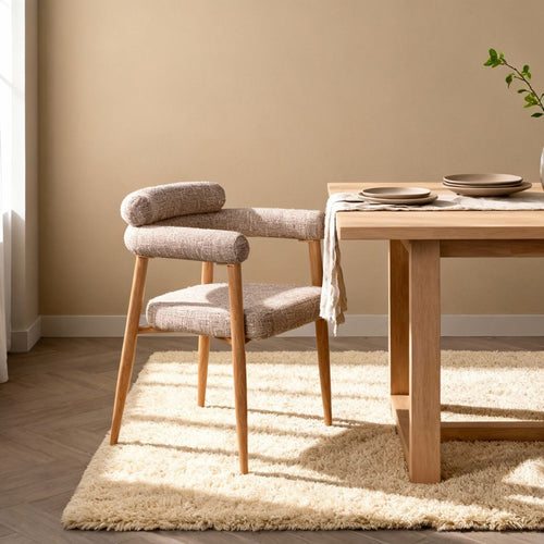 DÉJA Living Eetkamerstoel Lidingö - Taupe/Naturel Stof - Set van 2 - vtwonen shop