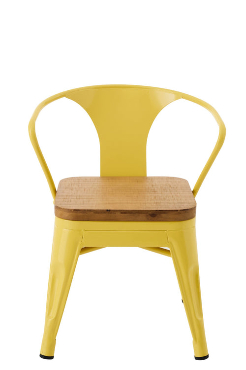 J-Line kinderstoel Evi - ijzer  - geel - 2 stuks
