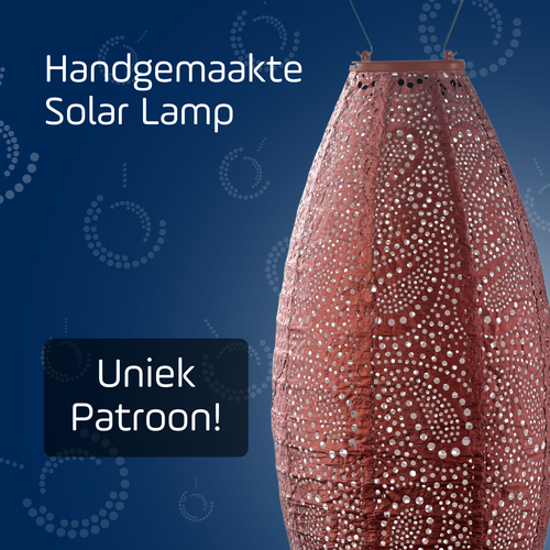 Lumiz solar lampion - paisley long oval - 20 cm - koper - vtwonen shop